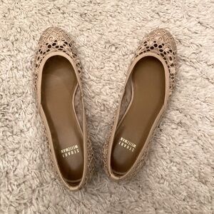 Stuart Weitzman sheer ballet flats, cream / beige, lace pattern, 9, never worn